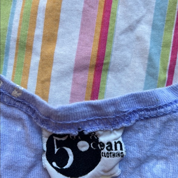 Vintage Periwinkle Blue Short Sleeve Maxi T-Shirt Dress with Palm Tree Print, m - Picture 5 of 7